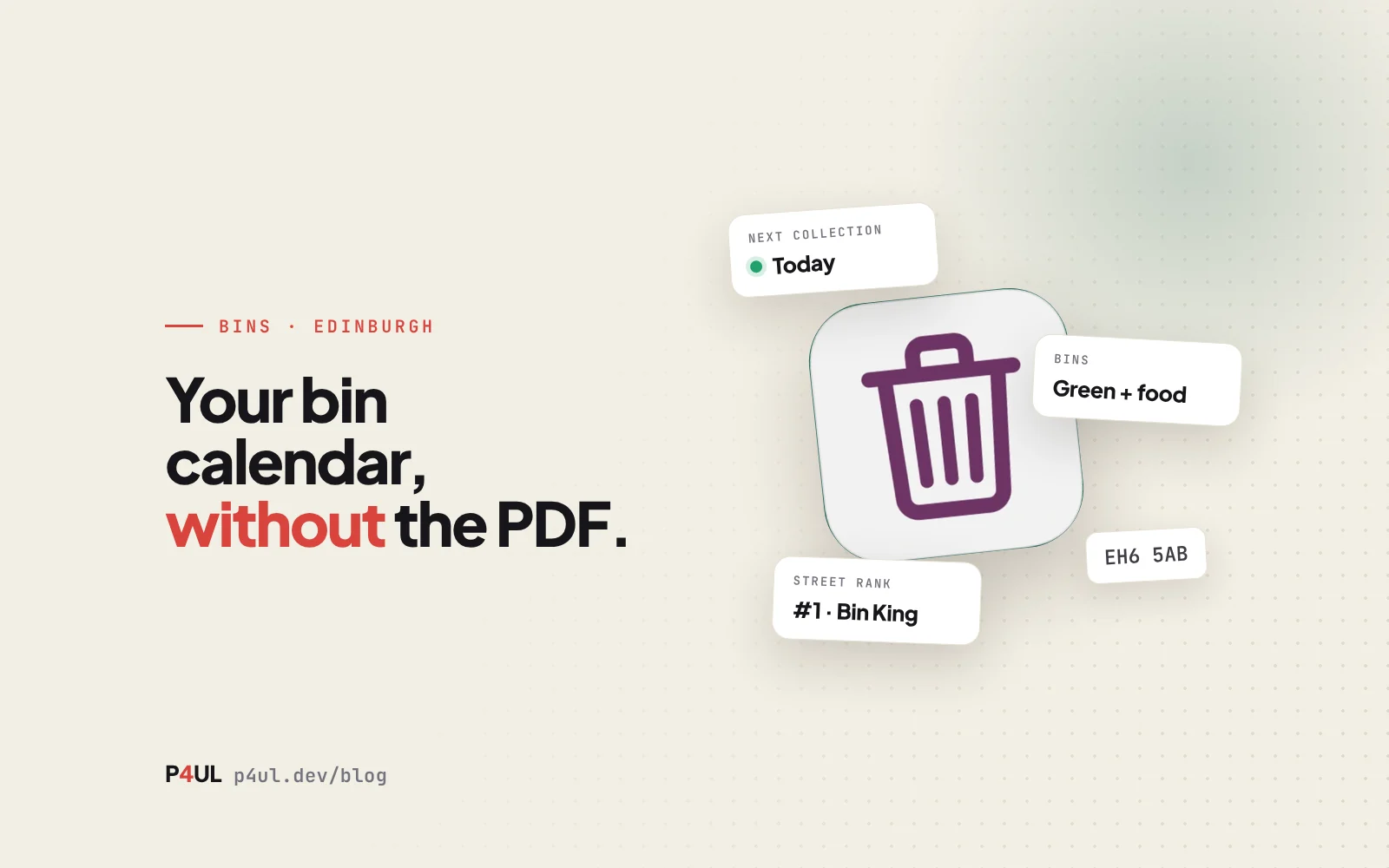 Your bin calendar, without the PDF.