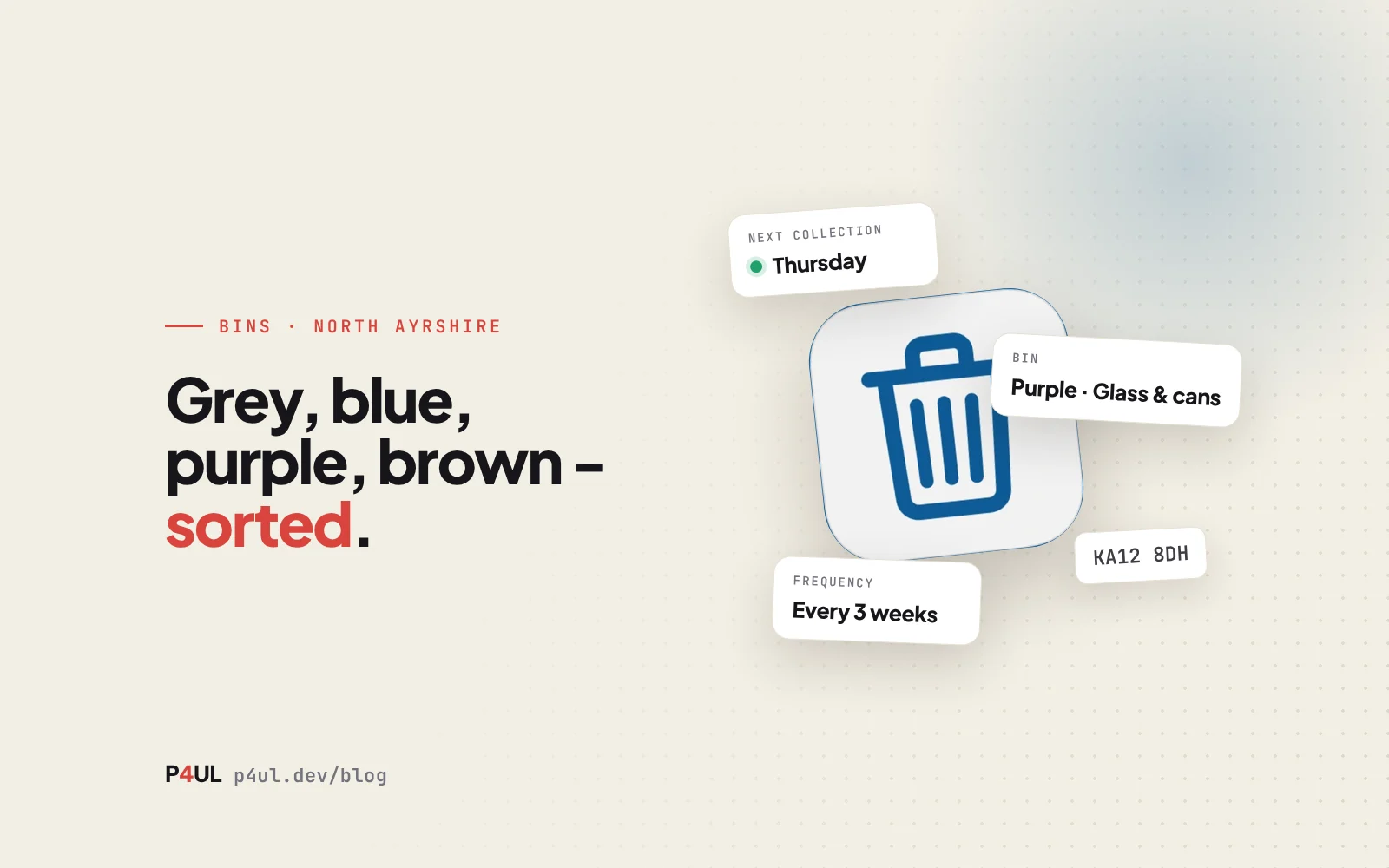 Grey, blue, purple, brown - sorted.