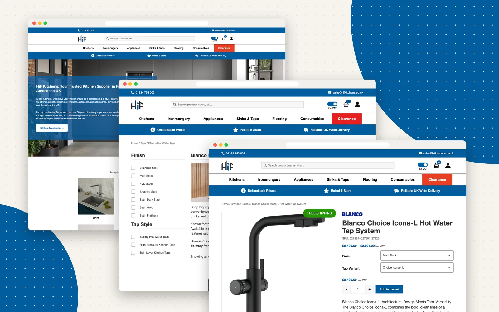 HiF Kitchens website homepage